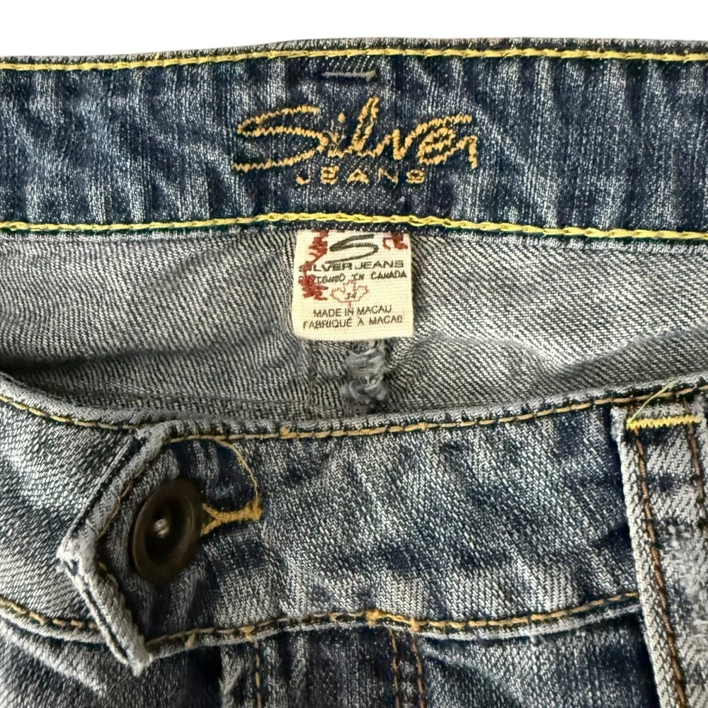 Silver Jeans Tuesday Bootcut Mens 34x33 Blue Good Distressed Low Rise‎ Denim